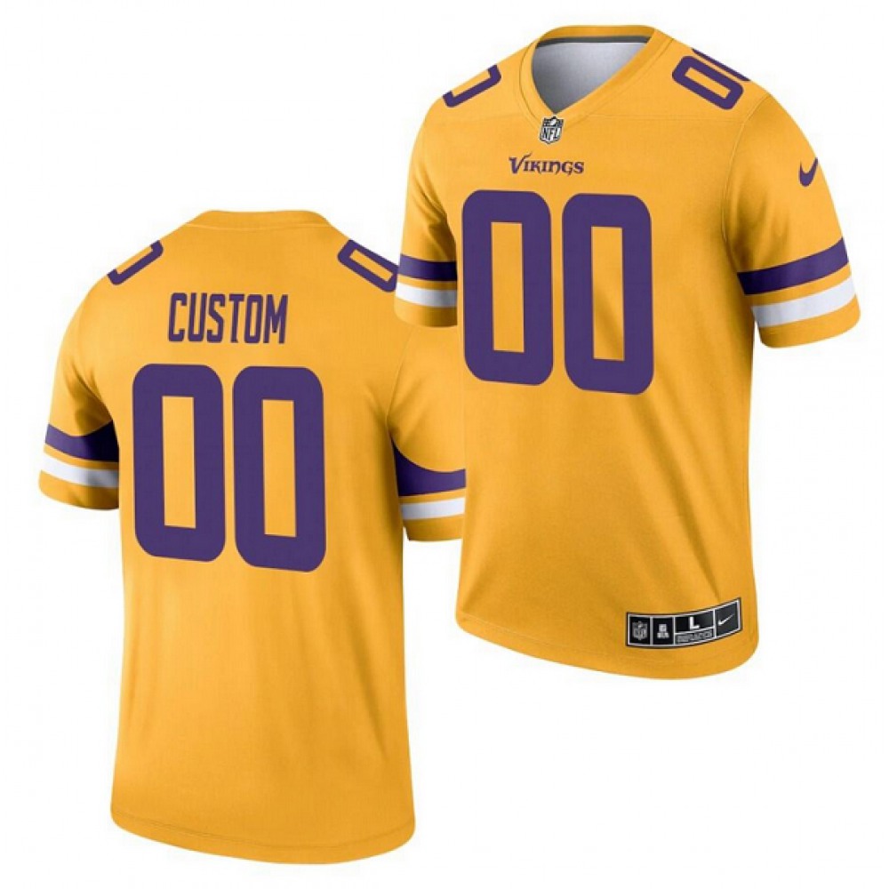 Men’s Minnesota Vikings ACTIVE PLAYER Custom 2021 Gold Inverted Legend Stitched Jersey