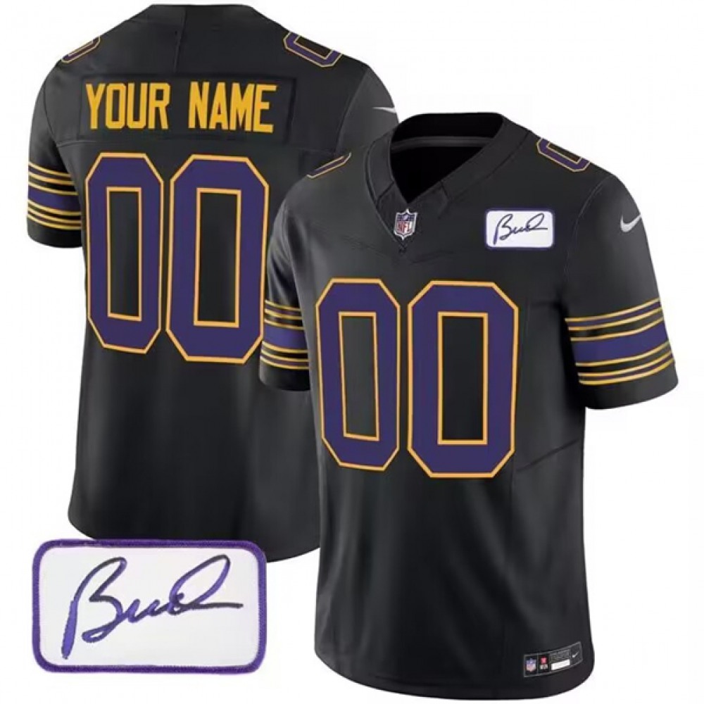 Men’s Minnesota Vikings Customized Black 2023 F.U.S.E. Bud Grant patch Limited Stitched Football Jersey