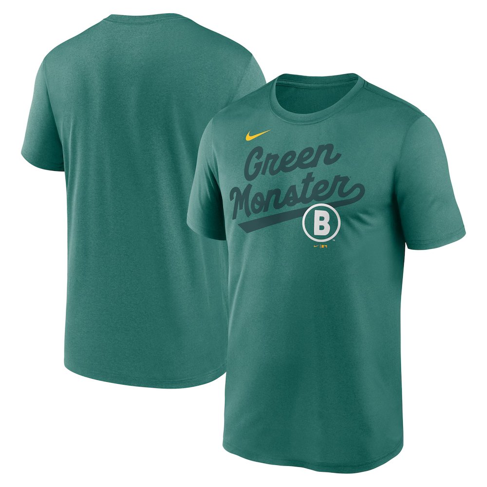 Men’s Boston Red Sox Nike Green 2025 City Connect Legend Team Phrase Script Performance T-Shirt