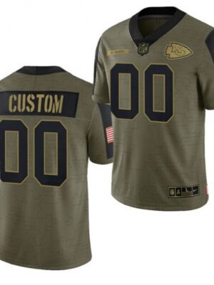 Men's Kansas City Chiefs ACTIVE PLAYER Custom 2021 Olive Salute To Service Limited Stitched Jersey