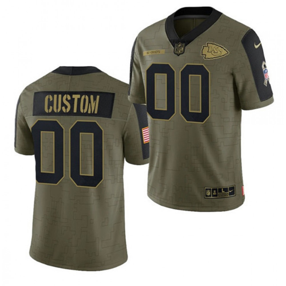 Men’s Kansas City Chiefs ACTIVE PLAYER Custom 2021 Olive Salute To Service Limited Stitched Jersey