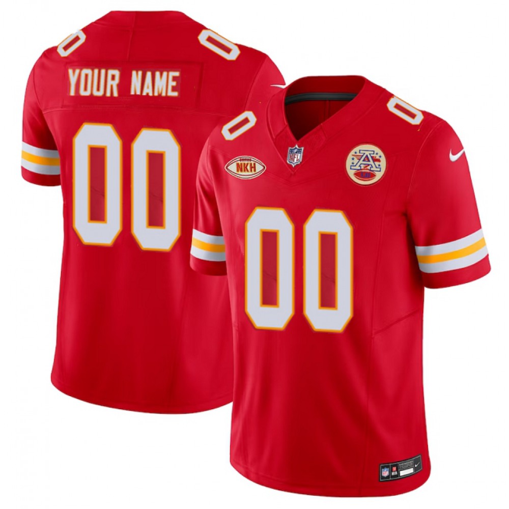 Men’s Kansas City Chiefs Active Player Custom Red 2023 F.U.S.E. With “NKH” Patch Vapor Untouchable Limited Stitched Jersey