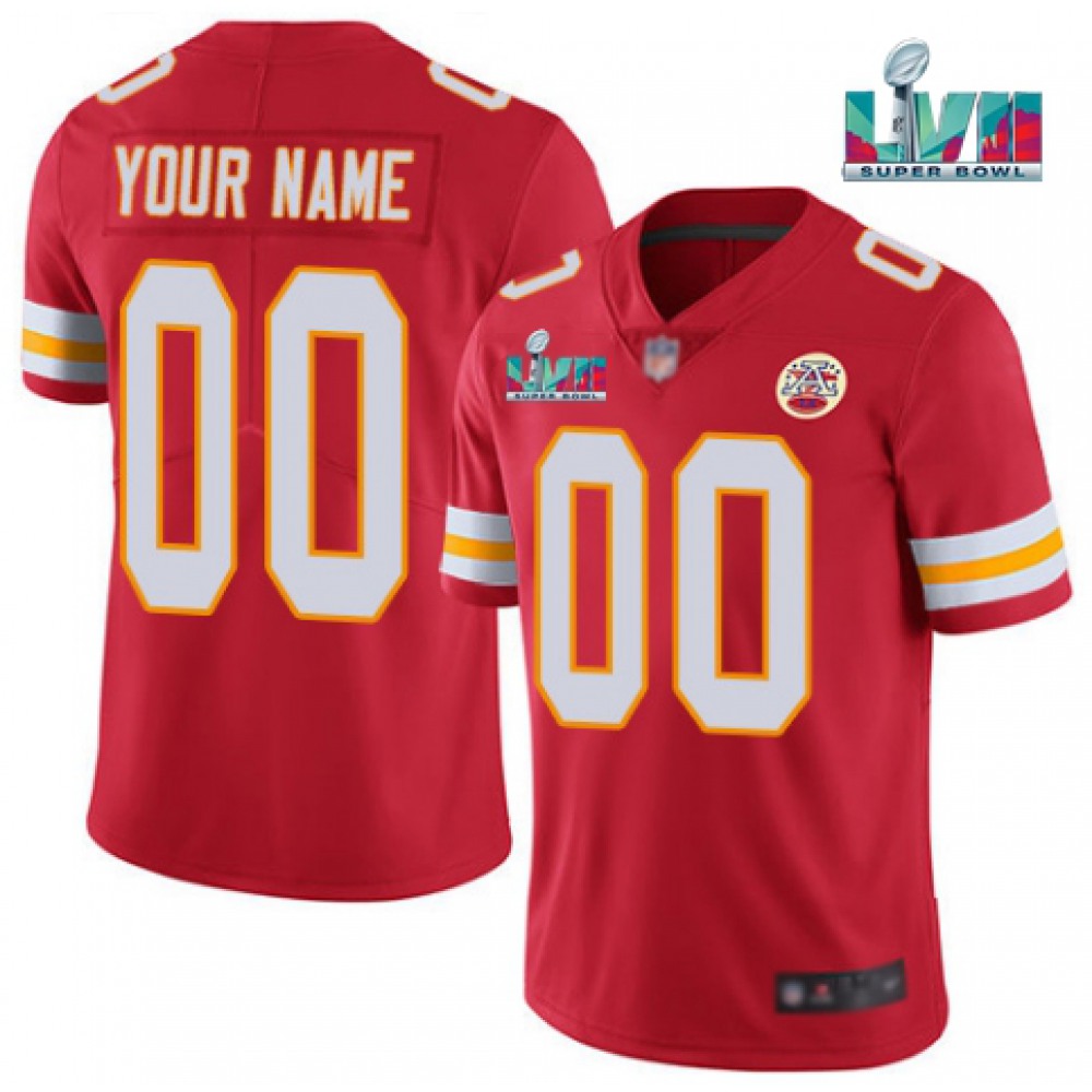 Men’s Kansas City Chiefs Custom Red Super Bowl LVII Vapor Limited Stitched Jersey