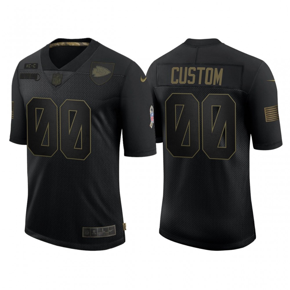 Men’s Kansas City Chiefs Customized 2020 Black Salute To Service Limited Stitched Jersey