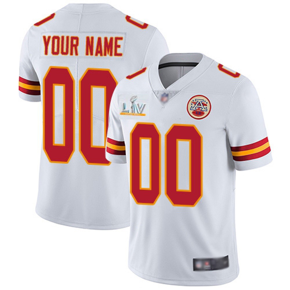 Men’s Kansas City Chiefs Customized 2021 White Super Bowl LV Limited Stitched Jersey