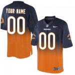 Chicago Bears Customized Navy Blue/Orange Men's Stitched Elite Fadeaway Fashion NFL Jersey