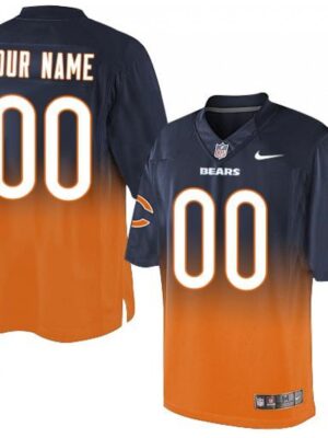 Chicago Bears Customized Navy Blue/Orange Men's Stitched Elite Fadeaway Fashion NFL Jersey