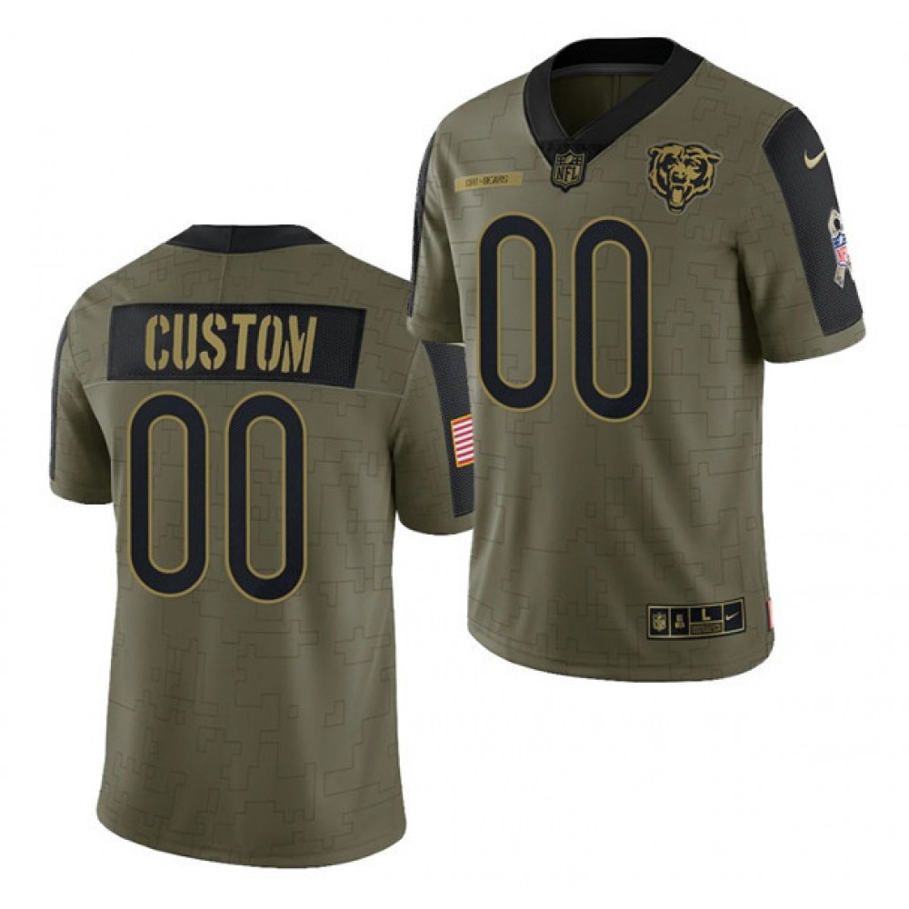 Men’s Chicago Bears ACTIVE PLAYER Custom 2021 Olive Salute To Service Limited Stitched Jersey