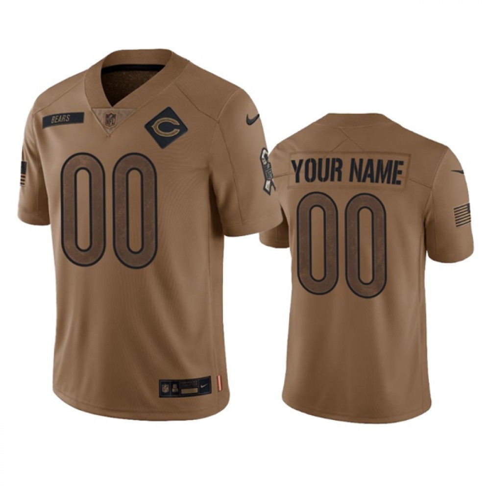 Men’s Chicago Bears Active Player Custom 2023 Brown Salute To Service Limited Stitched Football Jersey