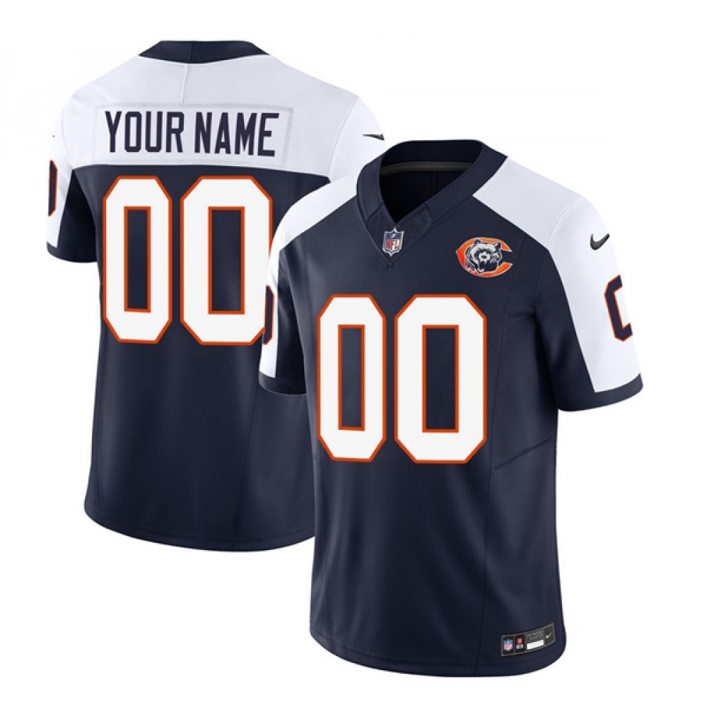 Men’s Chicago Bears Active Player Custom 2023 F.U.S.E. Navy/White Throwback Limited Stitched Football Jersey