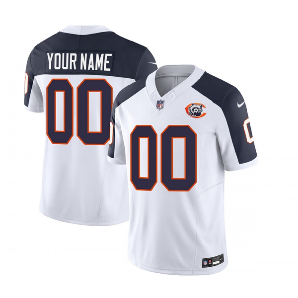 Men’s Chicago Bears Active Player Custom 2023 F.U.S.E. White/Navy Throwback Limited Stitched Football Jersey