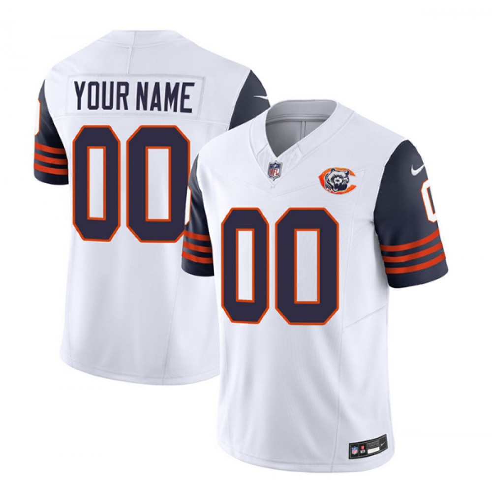 Men’s Chicago Bears Active Player Custom 2023 F.U.S.E. White/Navy Throwback Limited Stitched Football Jersey