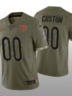 Men's Chicago Bears ACTIVE PLAYER Custom Olive 2022 Salute To Service Limited Stitched Jersey