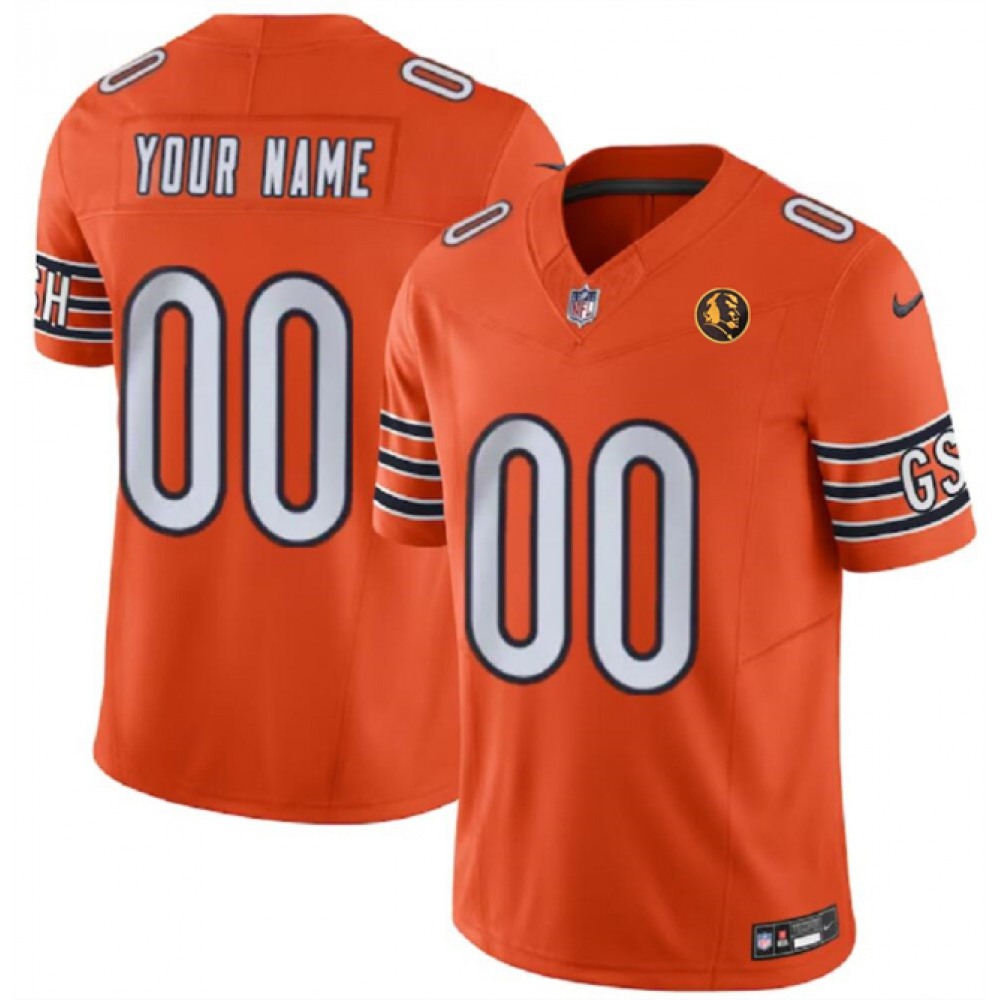 Men’s Chicago Bears Active Player Custom Orange 2023 F.U.S.E. With John Madden Patch Vapor Limited Stitched Football Jersey