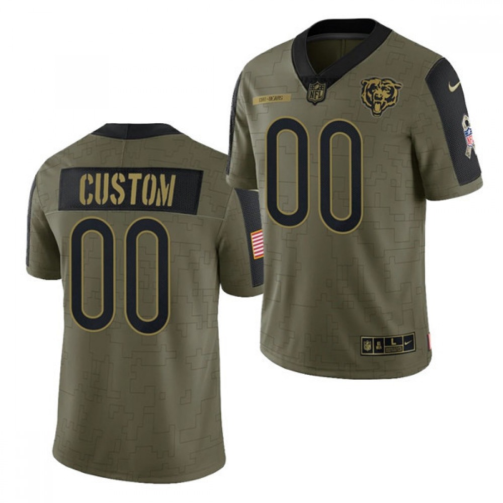 Men’s Chicago Bears Customized 2021 Olive Salute To Service Limited Stitched Jersey