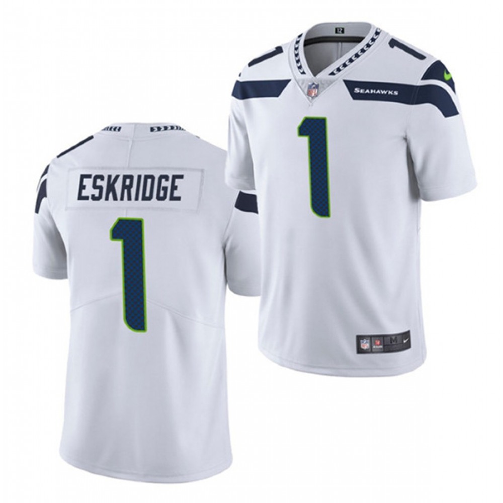 Men’s Seattle Seahawks #1 D’Wayne Eskridge White Vapor Untouchable Limited Stitched Jersey