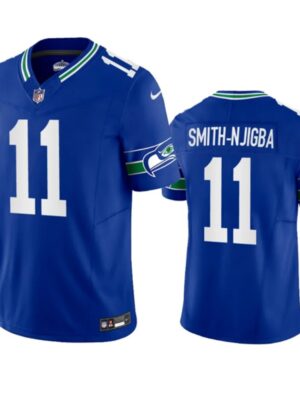 Men's Seattle Seahawks #11 Jaxon Smith-Njigba Royal 2023 F.U.S.E. Vapor Limited Throwback Stitched Jersey
