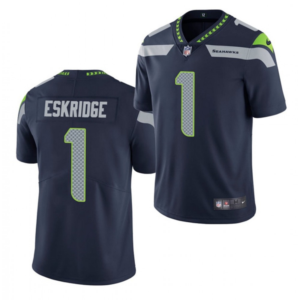 Men’s Seattle Seahawks #1 D’Wayne Eskridge Navy Vapor Untouchable Limited Stitched Jersey