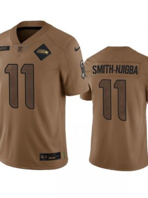 Men's Seattle Seahawks #11 Jaxon Smith-Njigba 2023 Brown Salute To Service Limited Stitched Football Jersey