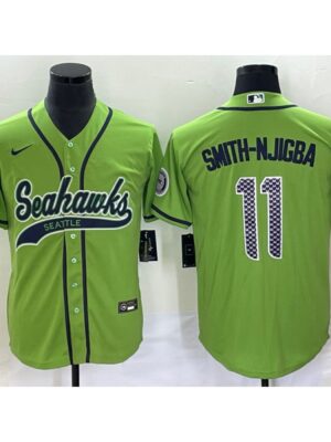 Men's Seattle Seahawks #11 Jaxon Smith-Njigba Green With Patch Cool Base Stitched Baseball Jersey