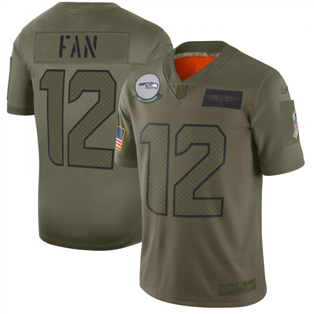 Men’s Seattle Seahawks #12 Fan 2019 Camo Salute To Service Limited Stitched NFL Jersey