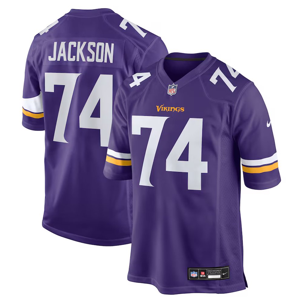 Men’s Minnesota Vikings #74 Donovan Jackson Nike Purple 2025 NFL Draft First Round Pick Game Jersey