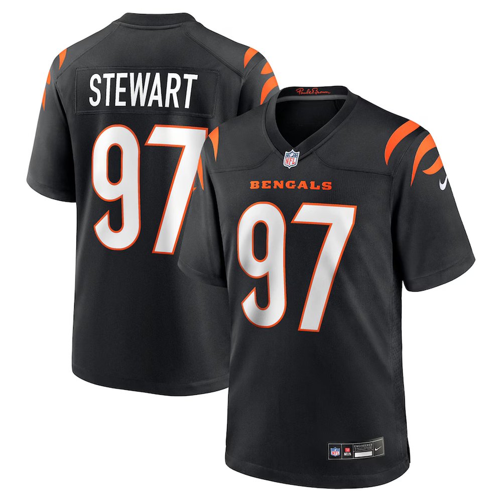 Youth Cincinnati Bengals #97 Shemar Stewart Nike Black 2025 NFL Draft First Round Pick Game Jersey