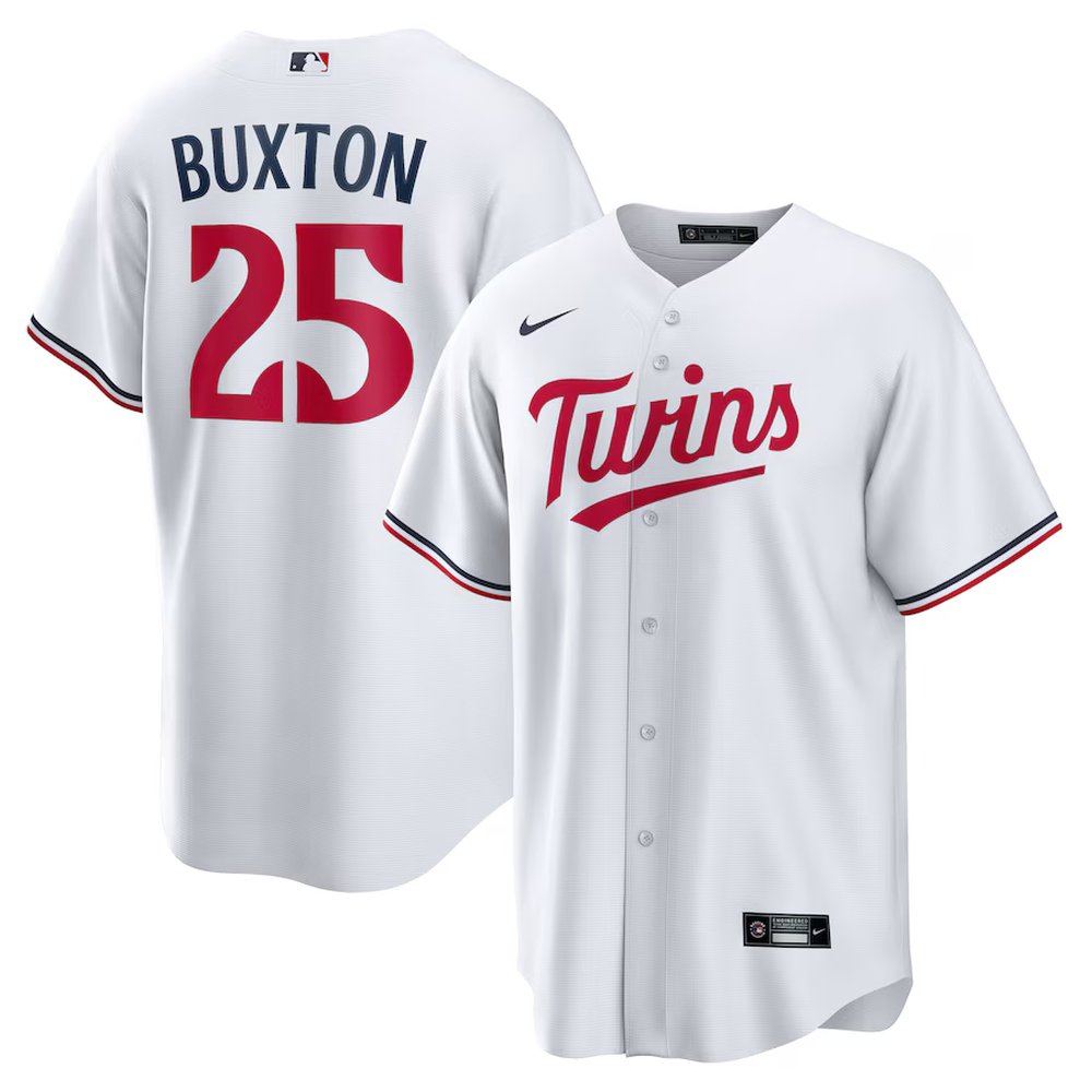 Men’s Minnesota Twins #25 Byron Buxton Nike White Home Replica Jersey