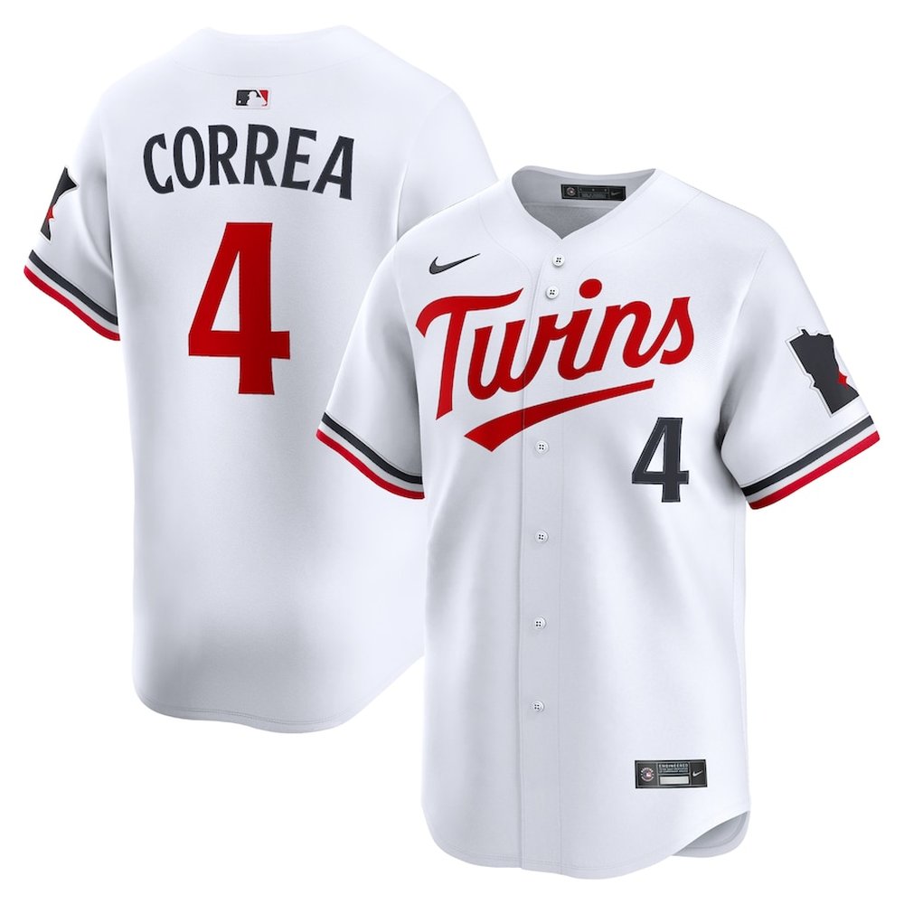 Men’s Minnesota Twins #4 Carlos Correa Nike White Home Limited Player Jersey