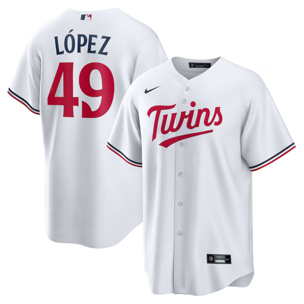 Men’s Minnesota Twins #49 Pablo Lopez Nike White Home Replica Player Jersey