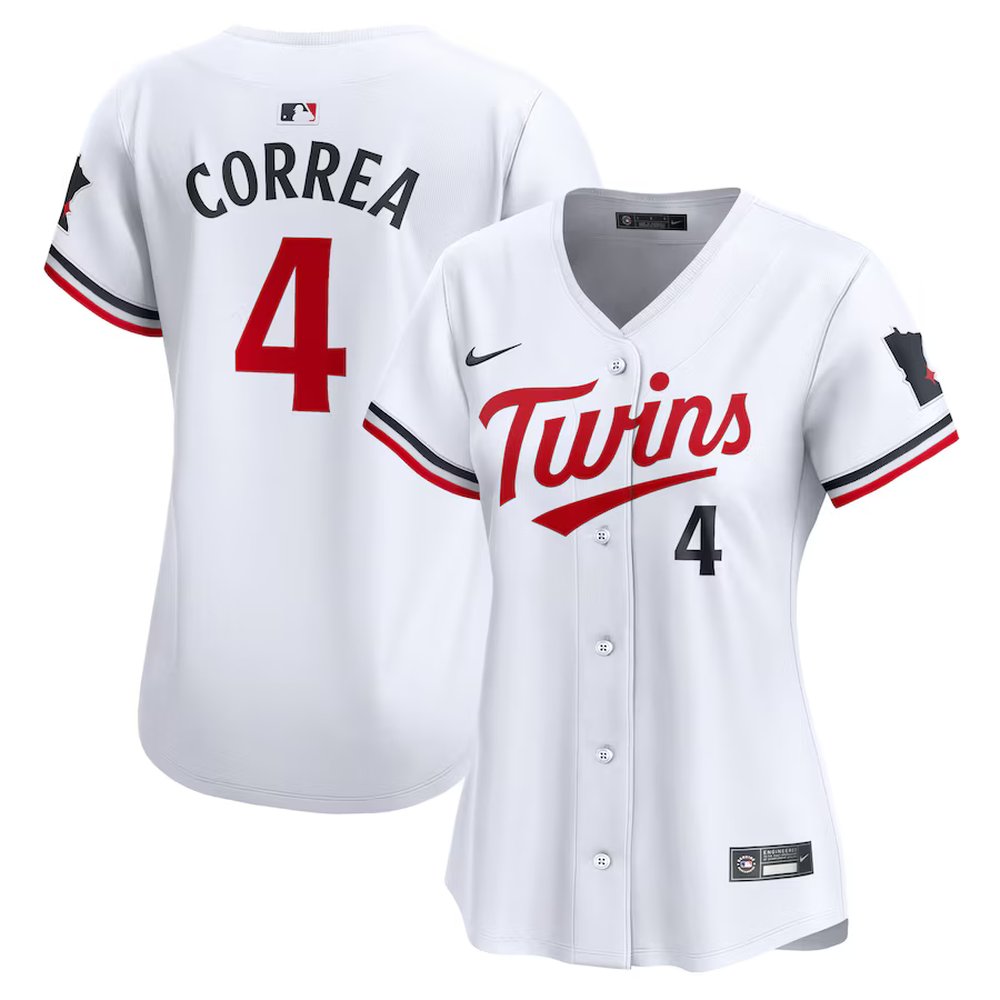 Women’s Minnesota Twins #4 Carlos Correa Nike White Home Limited Player Jersey