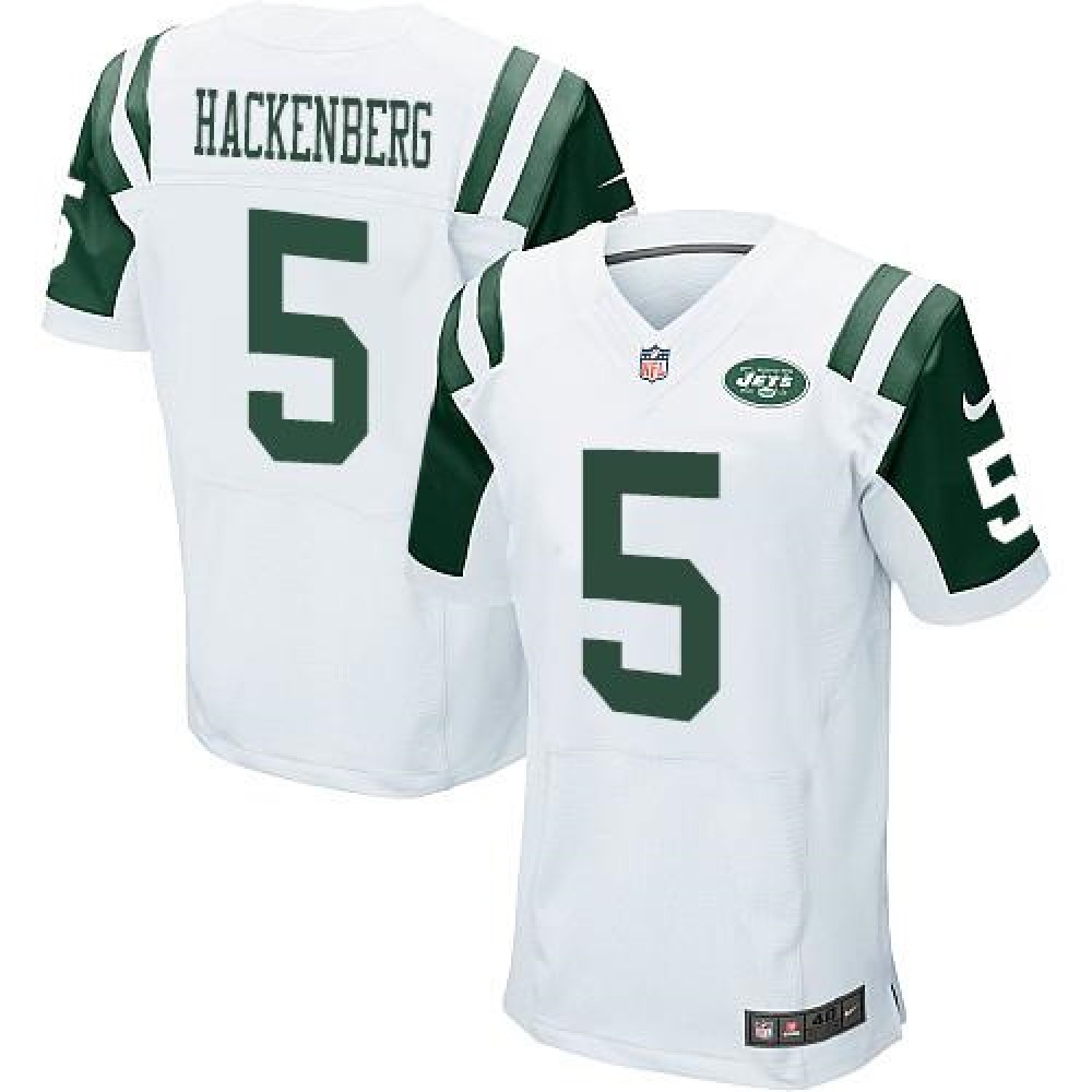 Jets #5 Christian Hackenberg White Men’s Stitched NFL Elite Jersey