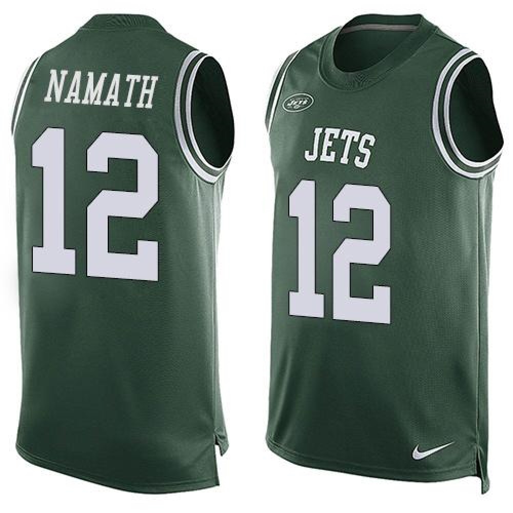 Jets #12 Joe Namath Green Team Color Men’s Stitched NFL Limited Tank Top Jersey