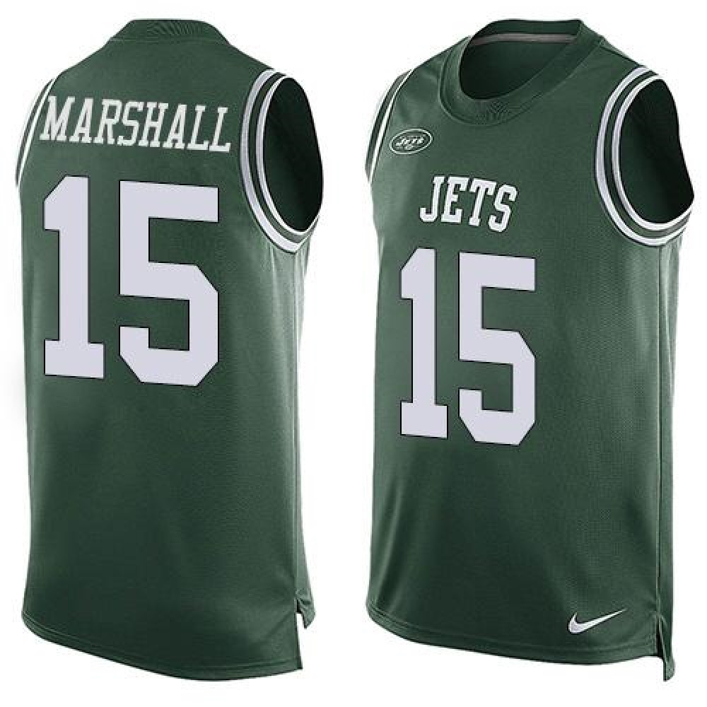 Jets #15 Brandon Marshall Green Team Color Men’s Stitched NFL Limited Tank Top Jersey