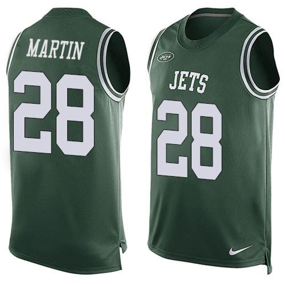 Jets #28 Curtis Martin Green Team Color Men’s Stitched NFL Limited Tank Top Jersey