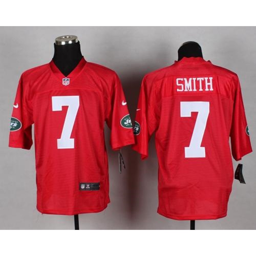 Jets #7 Geno Smith Red Men’s Stitched NFL Elite QB Practice Jersey