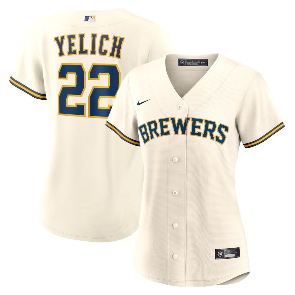 Women’s Milwaukee Brewers #22 Christian Yelich Nike Cream Home Replica Player Jersey
