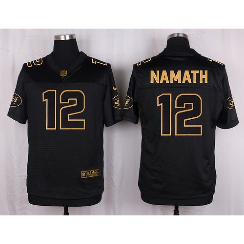 Jets #12 Joe Namath Black Men’s Stitched NFL Elite Pro Line Gold Collection Jersey