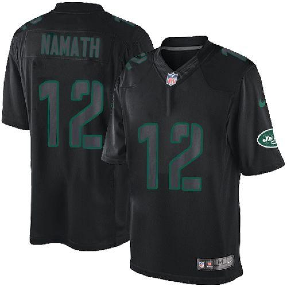 Jets #12 Joe Namath Black Men’s Stitched NFL Impact Limited Jersey