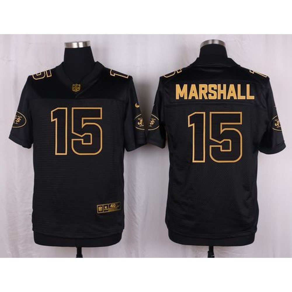 Jets #15 Brandon Marshall Black Men’s Stitched NFL Elite Pro Line Gold Collection Jersey
