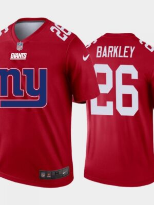 Men's New York Giants #26 Saquon Barkley Red 2020 Team Big Logo Inverted Legend Stitched Jersey