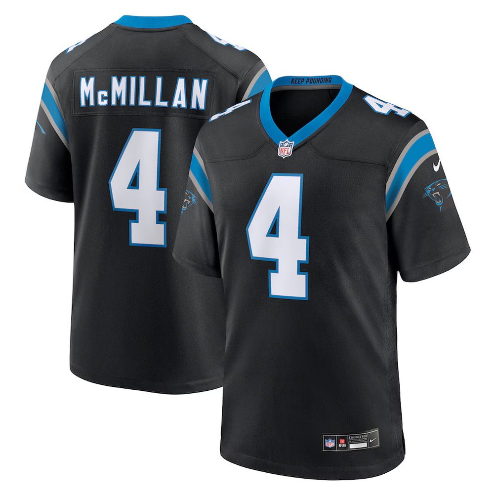 Men’s Carolina Panthers #4 Tetairoa McMillan Nike Black 2025 NFL Draft First Round Pick Game Jersey