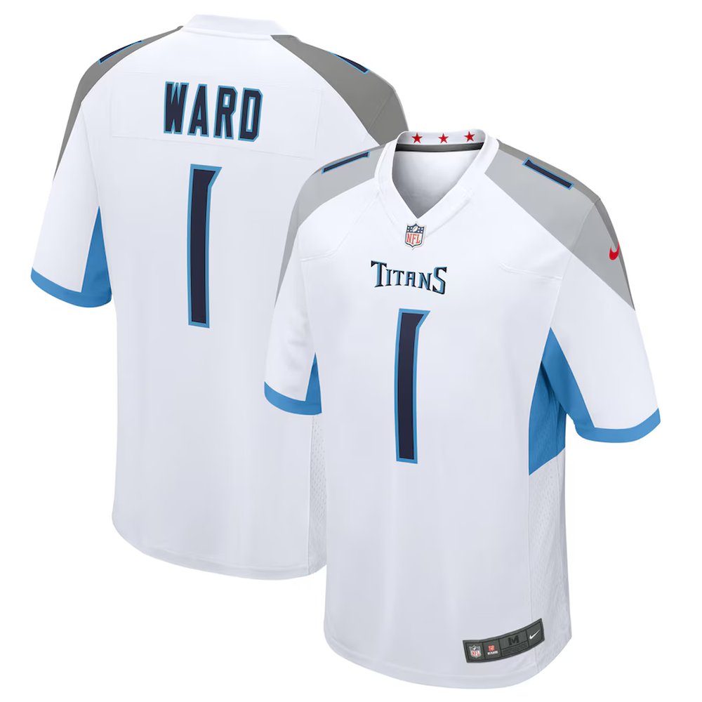 Youth Tennessee Titans #1 Cameron Ward Nike White 2025 NFL Draft First Round Pick Game Jersey
