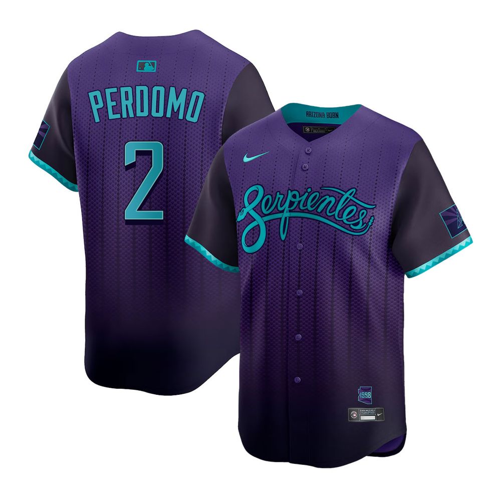 Men’s Arizona Diamondbacks #2 Geraldo Perdomo Nike Purple 2025 City Connect Limited Player Jersey