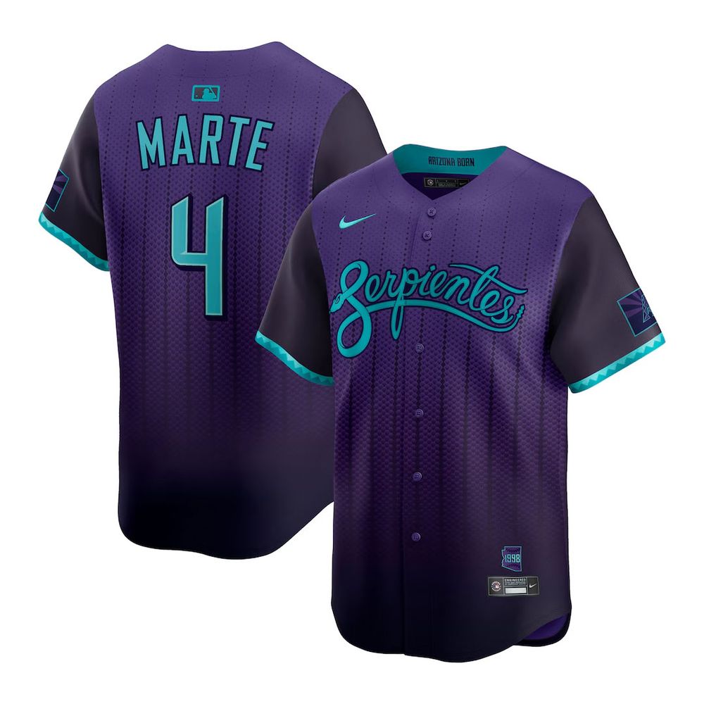 Men’s Arizona Diamondbacks #4 Ketel Marte Nike Purple 2025 City Connect Limited Player Jersey