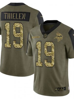 Men's Minnesota Vikings #19 Adam Thielen 2021 Olive Camo Salute To Service Limited Stitched Jersey