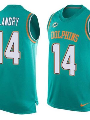 Dolphins #14 Jarvis Landry Aqua Green Team Color Men's Stitched NFL Limited Tank Top Jersey