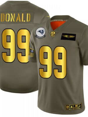 Men's Los Angeles Rams #99 Aaron Donald 2019 Olive/Gold Salute To Service Limited Stitched NFL Jersey