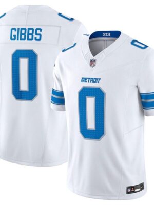 Men's Detroit Lions #0 Jahmyr Gibbs White 2025 F.U.S.E. Vapor Limited Stitched Jersey