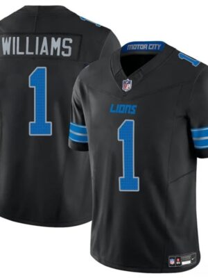 Men's Detroit Lions #1 Jameson Williams Black 2025 F.U.S.E. Vapor Limited Stitched Jersey